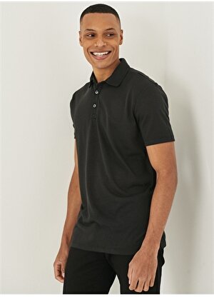 Altınyıldız Classics Polo Yaka Düz Siyah Erkek T-Shirt 4A4822200049