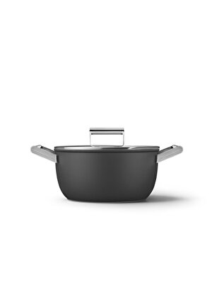 SMEG Cookware 50''S Style CKFC2411BLM Siyah Tencere 24cm 4,6 lt