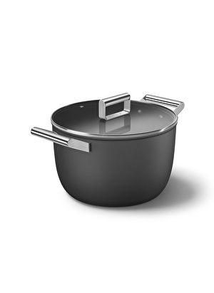 SMEG Cookware 50''S Style CKFC2611BLM Siyah Tencere 26 cm 7,7 lt