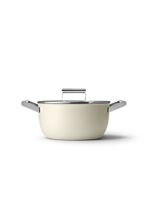 SMEG Cookware 50''S CKFC2411CRM Style Krem Tencere 24 cm 4,6 lt