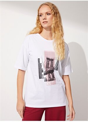 People By Fabrika Beyaz Kadın T-Shirt PFKSS22TS0054