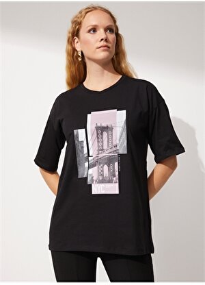 People By Fabrika Siyah Kadın T-Shirt PFKSS22TS0054