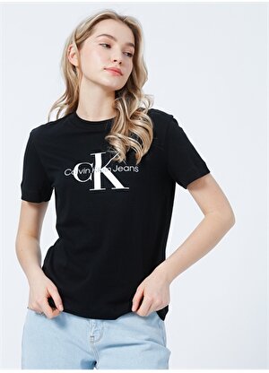 Calvin Klein Jeans Bisiklet Yaka   Rahat  Siyah Kadın T-Shirt J20J219142BEH