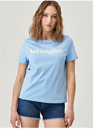 Wrangler Bisiklet Yaka Mavi Kadın T-Shirt W7N4GHB40