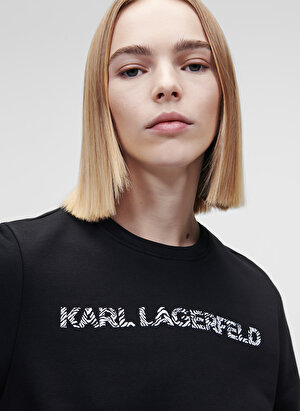 Karl Lagerfeld 221W1815999-999 Bisiklet Yaka  Regular Fit  Siyah Kadın Sweatshirt
