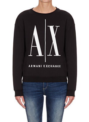 Armani Exchange Bisiklet Yaka Siyah Kadın Sweatshırt 8NYM02-1200