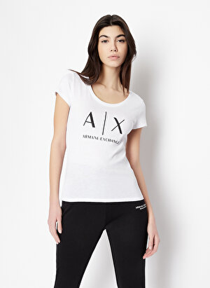 Armani Exchange Bisiklet Yaka Beyaz Kadın T-Shirt 8NYT70-1000