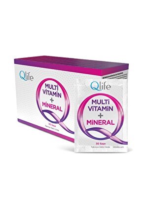 Qlife Multivitamin + Mineral Ahududu Aromalı 30 Saşe