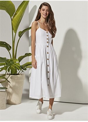  White by Nature Beyaz Kadın Plaj Elbisesi WBN3113-XL