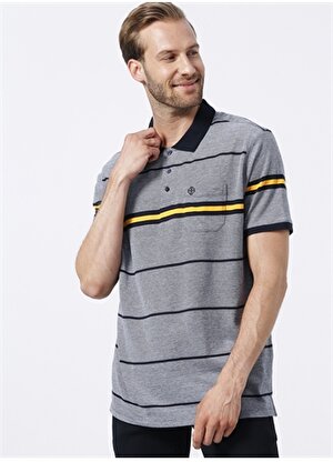 Privé Polo Yaka Gri - Lacivert Erkek Polo T-Shirt 4BX482220007