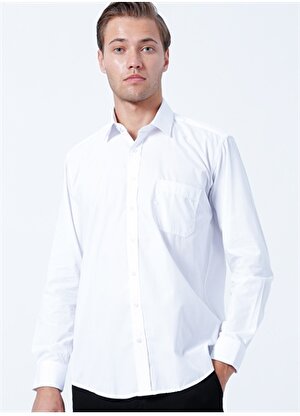 Süvari Klasik Yaka Düz Beyaz Erkek Gömlek GM1001400229