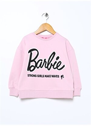 Barbie Lila Kız Çocuk Bisiklet Yaka Uzun Kollu Baskılı Sweatshirt 22BW-05  