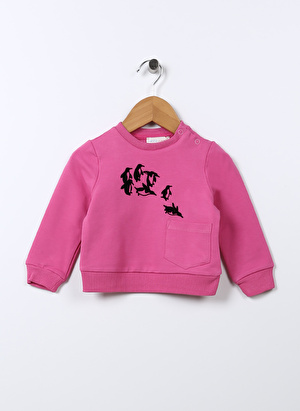 Mammaramma Baskılı Bebek Koyu Pembe Sweatshırt 22FWG-52