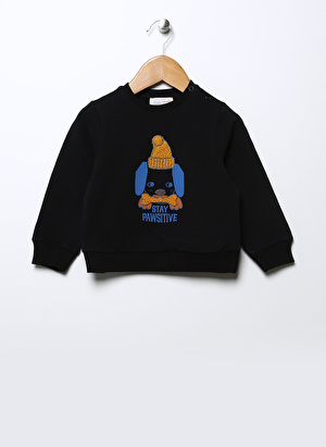 Mammaramma Siyah Erkek Bebek Bisiklet Yaka Uzun Kollu Baskılı Sweatshirt 22FWB-40  