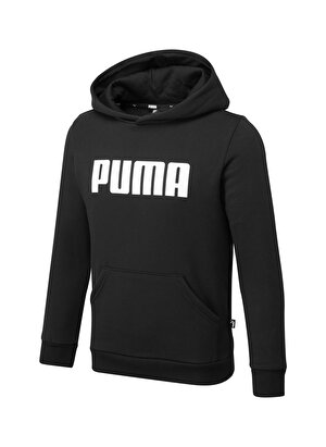 Puma Düz Erkek Çocuk Siyah Sweatshırt Boys ESS PUMA Hoody FL