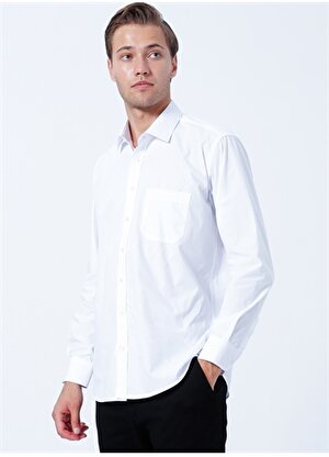 Süvari Klasik Yaka Düz Beyaz Erkek Gömlek GM1001400232