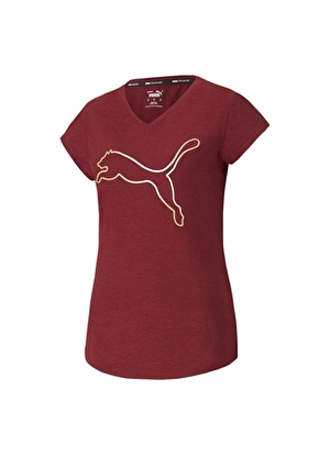 Puma Bisiklet Yaka Düz Kırmızı Kadın T-Shirt 51952622 Train Fav Heather Cat Tee