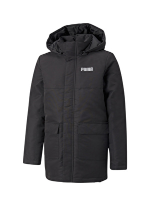 Puma Siyah Erkek Çocuk Kapüşonlu Uzun Kollu Düz Mont 58956601 Style Down Parka B  