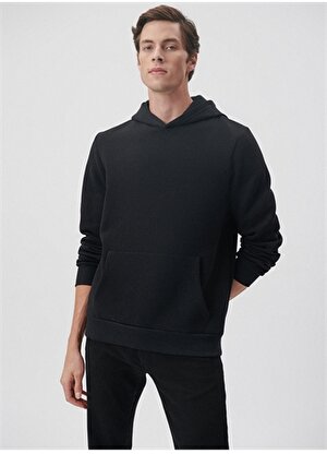 Mavi Kapüşonlu Regular Fit Düz Siyah Erkek Şardonlu Sweatshirt M0610937-900