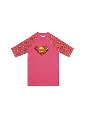 Slipstop Çok Renkli Kız Çocuk Bisiklet Yaka Yarım Kollu Dar Baskılı T-Shirt ST21110036 Super Girl T-shirt 
