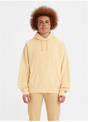 Levis Yeşil Erkek Kapüşonlu Sweatshirt RED TAB HOODIE YELLOW PLUM FP S  