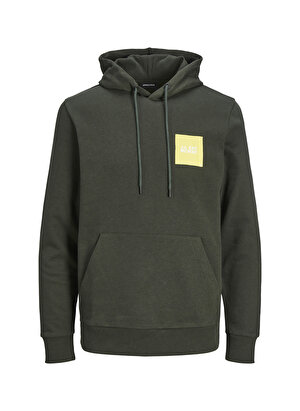 Jack & Jones Kapüşon Yaka Koyu Yeşil Erkek Sweatshırt 12213245_JJLOCK SWEAT HOOD