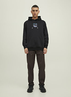 Jack & Jones Kapüşon Yaka Siyah Erkek Sweatshırt 12216305_JCOHIKING SWEAT HOOD