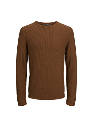 Jack & Jones Bisiklet Yaka Düz Kahve Erkek Kazak 12179861_JPRBLUCARLOS KNIT CREW NEC