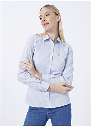 U.S. Polo Assn. Gömlek Yaka Mavi Kadın Gömlek SALY022K