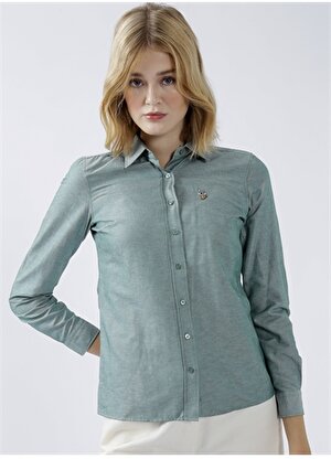 U.S. Polo Assn. Gömlek Yaka Düz Yeşil Kadın Gömlek WOXCOLOR022K