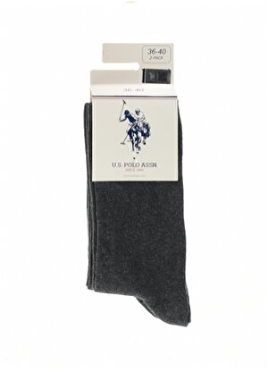 U.S. Polo Assn. Gri Kadın Çorap 2'Lİ PAKET