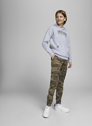 Jack & Jones Yeşil Erkek Çocuk Düz Kargo Pantolon JPSTPAUL JJFLAKE AKM 1075 CAMO JNR    