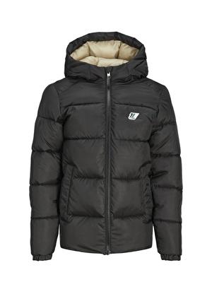 Jack & Jones Siyah Erkek Çocuk Fermuarlı Uzun Kollu Düz Mont JORSLOPE PUFFER JACKET JNR  