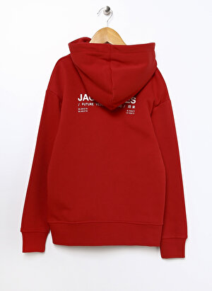 Jack & Jones Kırmızı Erkek Çocuk Kapüşonlu Uzun Kollu Baskılı Sweatshirt JCOMONO VISION SWEAT HOOD JNR  