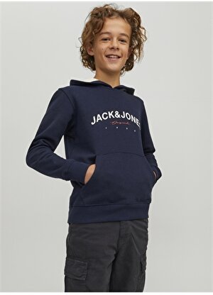 Jack & Jones Lacivert Erkek Çocuk Kapüşonlu Uzun Kollu Baskılı Sweatshirt JORFRIDAY SWEAT HOOD BF JNR  