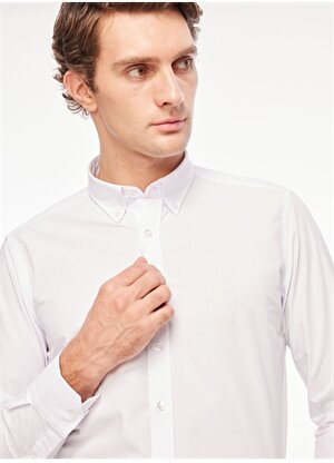 Altınyıldız Classics Slim Fit Düğmeli Yaka Beyaz Erkek Gömlek 4A2000000052