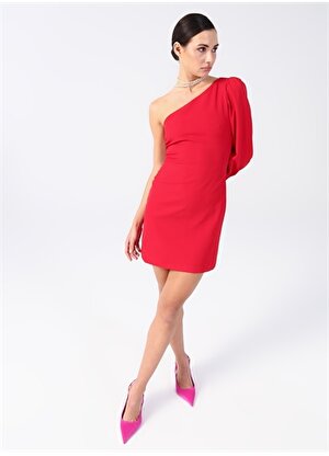 Fabrika Kırmızı Kadın Mini Dar Tek Omuz Elbise CHR-19  