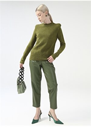 Fabrika Yeşil Kadın Deri Görünümlü Pantolon YMN-16  