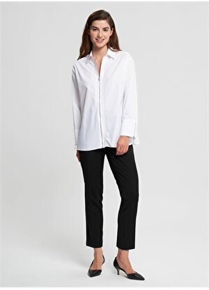 Faik Sönmez Gömlek Yaka Düz Beyaz Kadın Tunik U65282