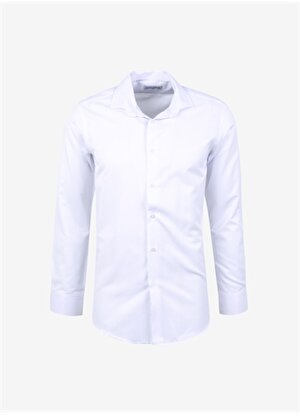 Süvari Slim Fit Klasik Yaka Armürlü Beyaz Erkek Gömlek GM2024700333