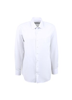 Süvari Regular Fit Klasik Yaka Armürlü Beyaz Erkek Gömlek GM2025000211