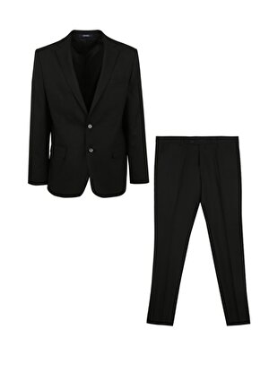 Süvari Normal Bel Regular Fit Siyah Erkek Takım Elbise TK1000400357