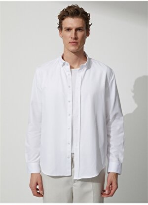 People By Fabrika Düğmeli Yaka Oxford Beyaz Erkek Gömlek oxf