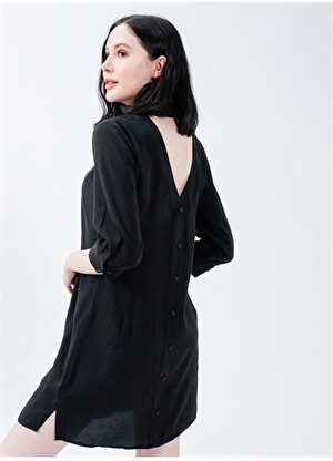 Pierre Cardin Gömlek Yaka Siyah Diz Üstü Kadın Elbise ASYA