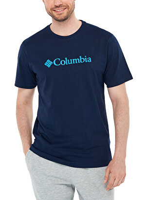 Columbia O Yaka Baskılı Koyu Lacivert Erkek T-Shirt CS0287 CSC M BASIC BIG LOGO BRUSHED