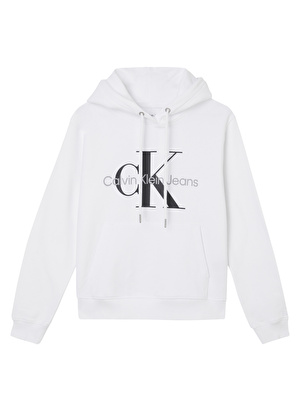 Calvin Klein Jeans Kapüşonlu   Rahat  Beyaz Kadın Sweatshirt J20J219141YAF