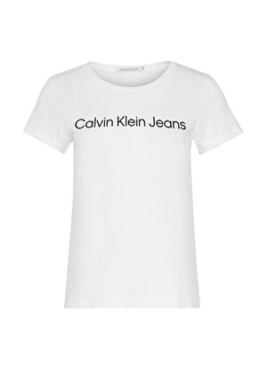 Calvin Klein Jeans Bisiklet Yaka   Normal Kalıp  Beyaz Kadın T-Shirt J20J220253YAF