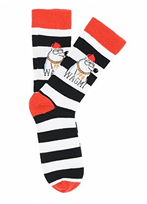 Fluffy   Siyah - Beyaz - Kırmızı Kadın Soket Çorap FFY-45