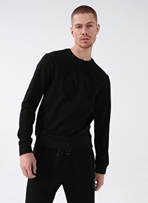 Armani Exchange Bisiklet Yaka Siyah Erkek Sweatshırt 8NZM87 1200-BLACK