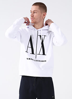 Armani Exchange Kapüşon Yaka Beyaz Erkek Sweatshırt 8NZMPC 1100-WHITE